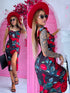 "ROSE SORBET 89" midi dress - red with black